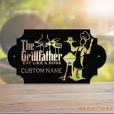 Personalized The Grill Father Metal Sign with LED Light Metal Barbecue Sign Bar Signs BBQ Signs Outdoor Kitchen Metal