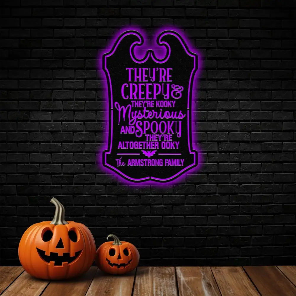Personalized They’re Creepy Halloween Metal Wall Art Led Light Custom Halloween Sign Halloween Party Decor Custom Metal