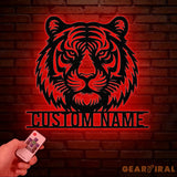Personalized Tiger Head Metal Sign with LED Light - Tiger Lover Name Sign - Wild Animal Wall Art - Home Decor &