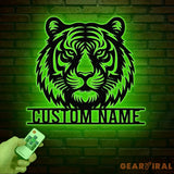 Personalized Tiger Head Metal Sign with LED Light - Tiger Lover Name Sign - Wild Animal Wall Art - Home Decor &