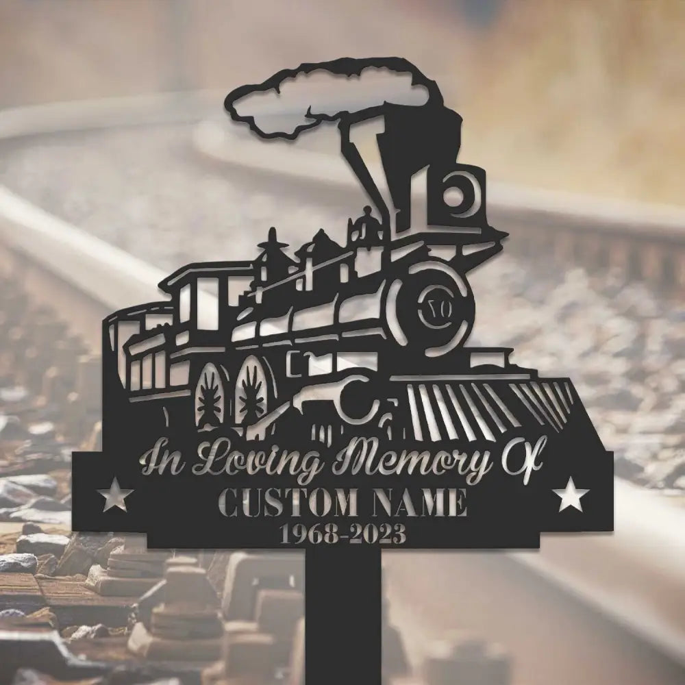 Personalized Train Memorial Stake - Metal Stake - Train Sign - Train Gift | GearViral