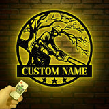 Personalized Tree Climbing Metal Wall Art with LED Lights Arborist Name Sign Lumberjack Gifts Tree Climber Decor for