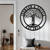 Personalized Tree of Life Led Light Metal Sign Couple Name Sign Family Established Custom Love Wall Art Engagement Gift