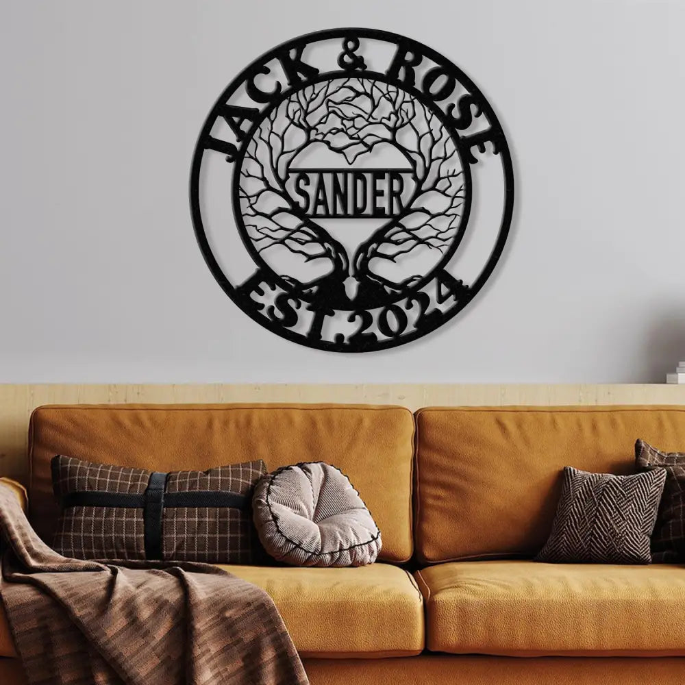 Personalized Tree of Life Led Light Metal Sign Couple Name Sign Family Established Custom Love Wall Art Engagement Gift