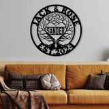 Personalized Tree of Life Led Light Metal Sign Couple Name Sign Family Established Custom Love Wall Art Engagement Gift
