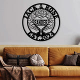 Personalized Tree of Life Led Light Metal Sign Couple Name Sign Family Established Custom Love Wall Art Engagement Gift