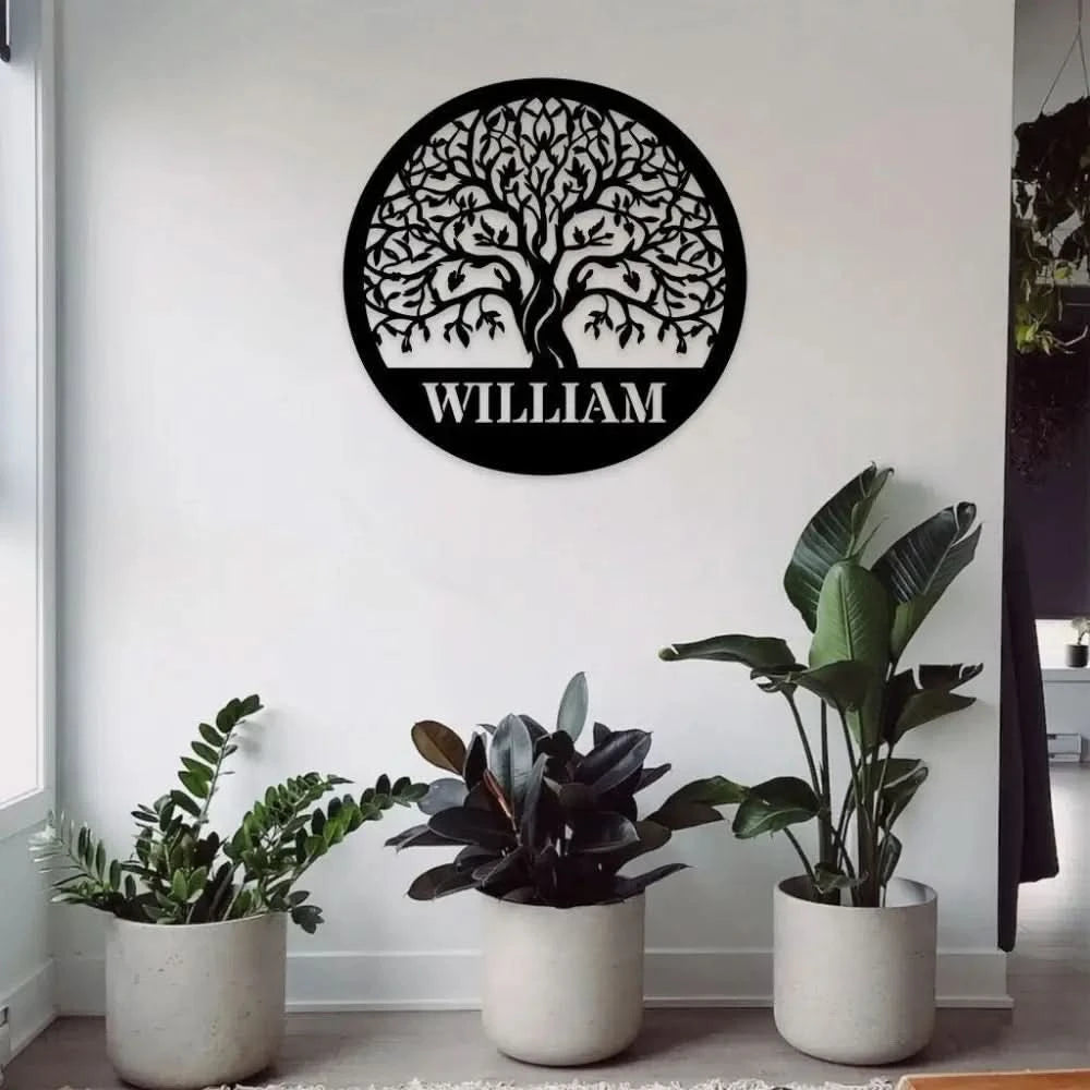 Personalized Tree of Life Welcome Sign Wall Decor - Custom Metal Wall Art - Personalized Tree Door Hanging