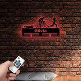 Personalized Triathlon Medal Holder with Led Light Custom Metal Hanger Sports Medal Display Rack for Awards Triathlete