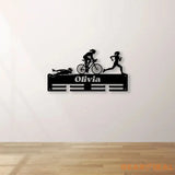 Personalized Triathlon Medal Holder with Led Light Custom Metal Hanger Sports Medal Display Rack for Awards Triathlete