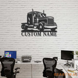 Personalized Trucker Name Sign - Custom Semi Truck Driver Metal Wall Art LED Light Home Decor - 18 Wheeler Decoration