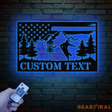Personalized US Flag Disc Golf Metal Sign with LED Lights Custom Disc Golfer Name Sign Sports Wall Art Gift for Dad