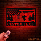 Personalized US Flag Disc Golf Metal Sign with LED Lights Custom Disc Golfer Name Sign Sports Wall Art Gift for Dad