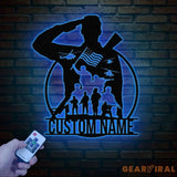 Personalized US Soldier Metal Wall Art LED Light Custom Military Name Sign American Army Home Decor Patriotic Wall Art