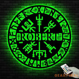 Personalized Viking Metal Sign with Light - Vegvisir Wall Art - Custom Name Room Sign - Viking Compass Wall Decor