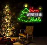 Personalized Warm Winter Wishes Neon Sign – Color-Changing LED Christmas Decor – Perfect Holiday Wall Art for Home or