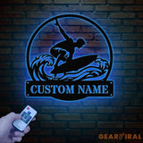 Personalized Wave Surfing Metal Sign with Led Light Custom Surfer Name Sign Water Sport Sign Xmas Birthday Gift Surf