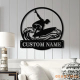 Personalized Wave Surfing Metal Sign with Led Light Custom Surfer Name Sign Water Sport Sign Xmas Birthday Gift Surf