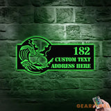 Personalized Waves Metal Address LED Metal Sign - House Number Hanging - Family Name Sign - Housewarming Wall Art