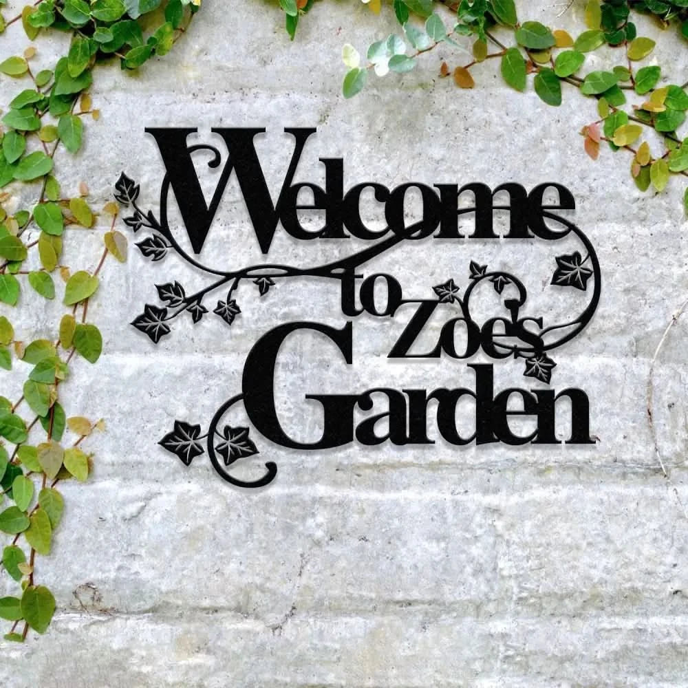 Personalized Welcome to Our Garden Sign Custom Metal Garden Sign Outdoor Metal Welcome Sign Garden Decor Garden Name