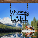 Personalized Welcome to Our Lake House Sign Metal Lake House Sign Lake Name Family Name Sign for Lake House