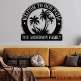Personalized Welcome to Our Patio Metal Wall Art with Led Light Family Name Sign Metal Last Name Sign Minimalist Wall