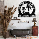 Personalized Welcome to Our Patio Metal Wall Art with Led Light Family Name Sign Metal Last Name Sign Minimalist Wall