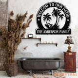 Personalized Welcome to Our Patio Metal Wall Art with Led Light Family Name Sign Metal Last Name Sign Minimalist Wall