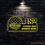 Personalized Welcome US Metal Address Sign House - Number Hanging Address - Welcome Sign Number Address Metal Sign