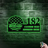 Personalized Welcome US Metal Address Sign House - Number Hanging Address - Welcome Sign Number Address Metal Sign