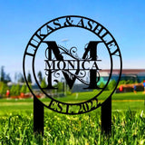 Personalized Welcome US Metal Stake Personalized Family Name Yard Sign Outdoor Decor Garden Stake Outdoor Door Garden