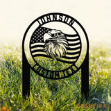 Personalized Welcome US Metal Stake Personalized Family Name Yard Sign Patriotic Garden Stake Outdoor Door Garden Decor