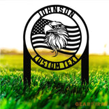 Personalized Welcome US Metal Stake Personalized Family Name Yard Sign Patriotic Garden Stake Outdoor Door Garden Decor