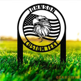 Personalized Welcome US Metal Stake Personalized Family Name Yard Sign Patriotic Garden Stake Outdoor Door Garden Decor