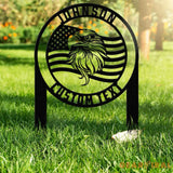 Personalized Welcome US Metal Stake Personalized Family Name Yard Sign Patriotic Garden Stake Outdoor Door Garden Decor