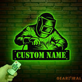 Personalized Welder Metal Sign with Led Light Custom Mechanic Name Wall Art Ironworker Sign Welder Metal Wall Art