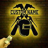 Personalized Welder Metal Sign with Led Light Custom Mechanic Name Wall Art Ironworker Sign Welder Metal Wall Art