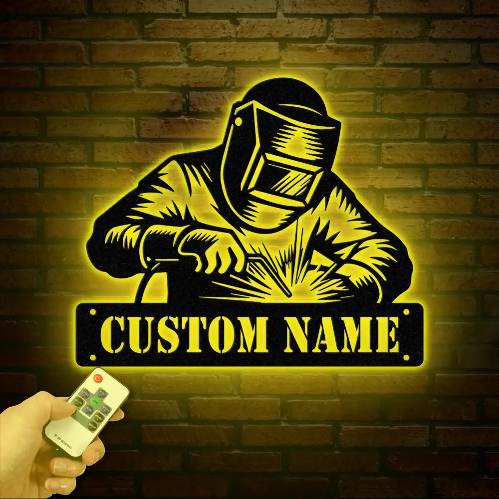 Personalized Welder Metal Sign with Led Light Custom Mechanic Name Wall Art Ironworker Sign Welder Metal Wall Art