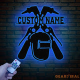 Personalized Welder Metal Sign with Led Light Custom Mechanic Name Wall Art Ironworker Sign Welder Metal Wall Art