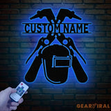Personalized Welder Metal Sign with Led Light Custom Mechanic Name Wall Art Ironworker Sign Welder Metal Wall Art