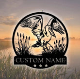 Personalized White Pelican Metal Wall Art Custom Pelican Hunting Lover Name Sign Pelican Decor Home Decor Bird Nursery