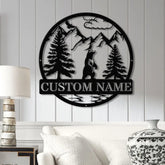 Personalized Wilderness Bear Cabin Sign with Led Light - Rustic Mountain Decor Metal Bear Outdoor Sign Cabin Door Decor