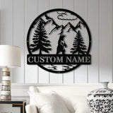 Personalized Wilderness Bear Cabin Sign with Led Light - Rustic Mountain Decor Metal Bear Outdoor Sign Cabin Door Decor
