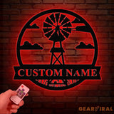 Personalized Windmill Metal Sign with Led Light Custom Windmill Sign Windmill Decor Metal Family Name Sign Farmhouse