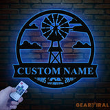 Personalized Windmill Metal Sign with Led Light Custom Windmill Sign Windmill Decor Metal Family Name Sign Farmhouse