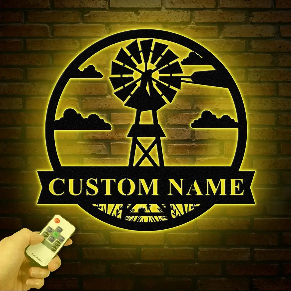Personalized Windmill Metal Sign with Led Light Custom Windmill Sign Windmill Decor Metal Family Name Sign Farmhouse