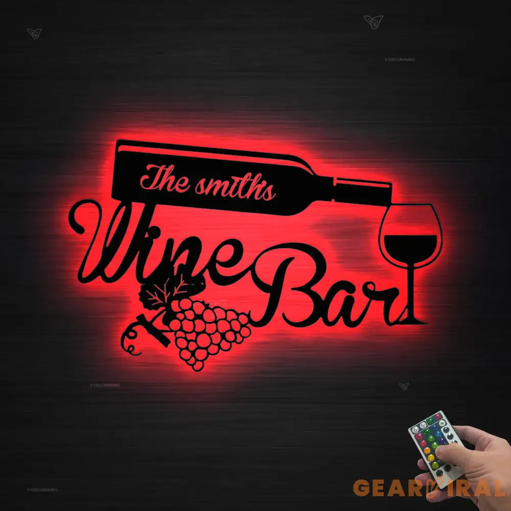 Personalized Wine Bar Pub Metal Wall Art LED Light - Custom Alcohol Drinking Name Sign - Decor Wine Shop Patio