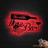 Personalized Wine Bar Pub Metal Wall Art LED Light - Custom Alcohol Drinking Name Sign - Decor Wine Shop Patio