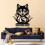 Personalized Wolf Howling Metal Cabin Sign Custom Wolf Name Sign Family Name Sign Outdoor Decor Sign Farm Sign Custom