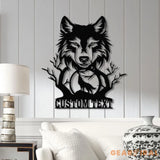 Personalized Wolf Howling Metal Cabin Sign Custom Wolf Name Sign Family Name Sign Outdoor Decor Sign Farm Sign Custom