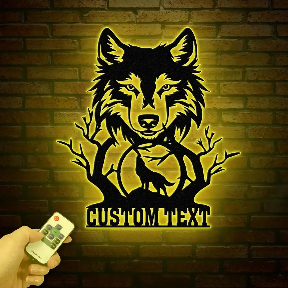 Personalized Wolf Howling Metal Cabin Sign Custom Wolf Name Sign Family Name Sign Outdoor Decor Sign Farm Sign Custom